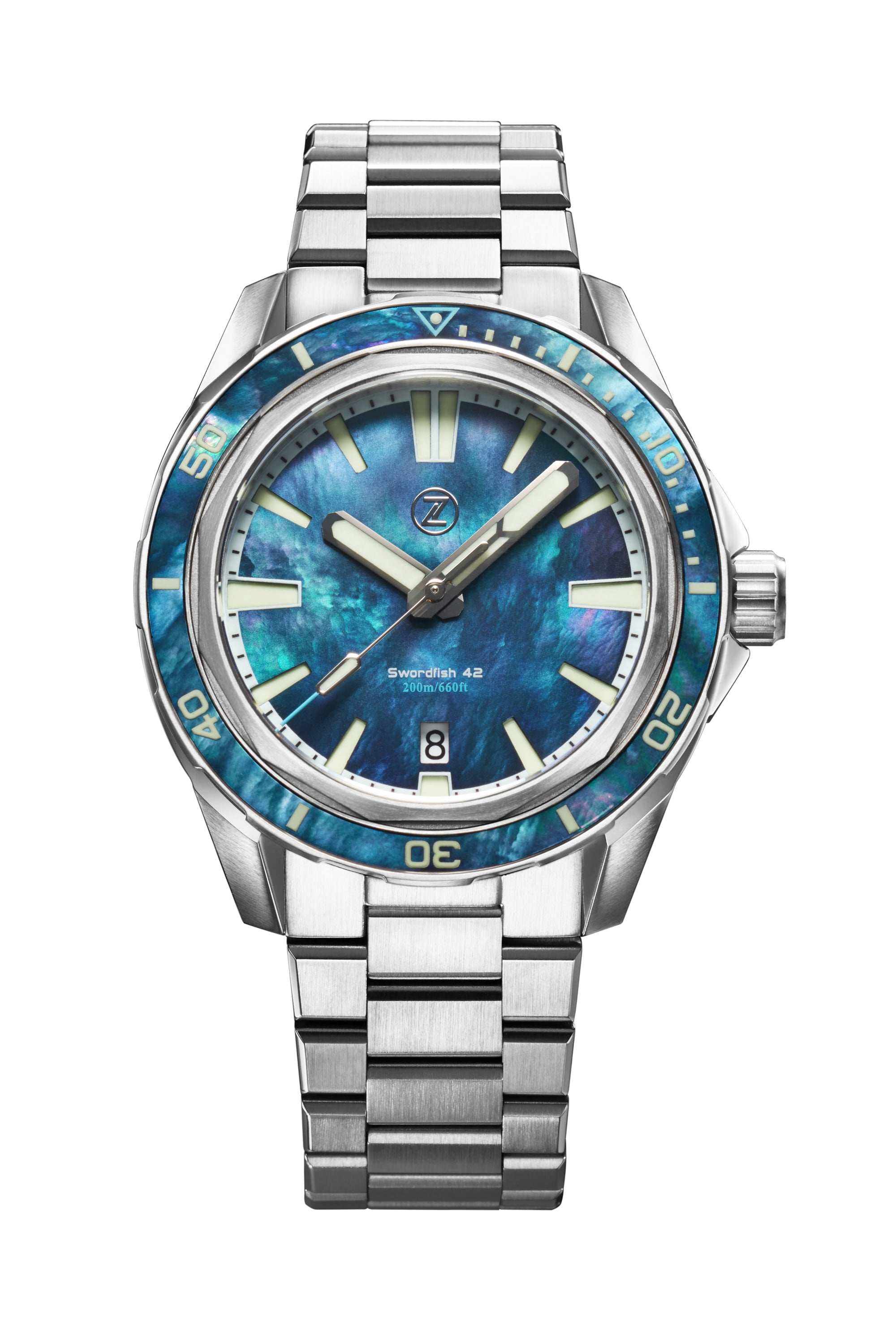 Swordfish 42mm SS MOP – Zelos Watches