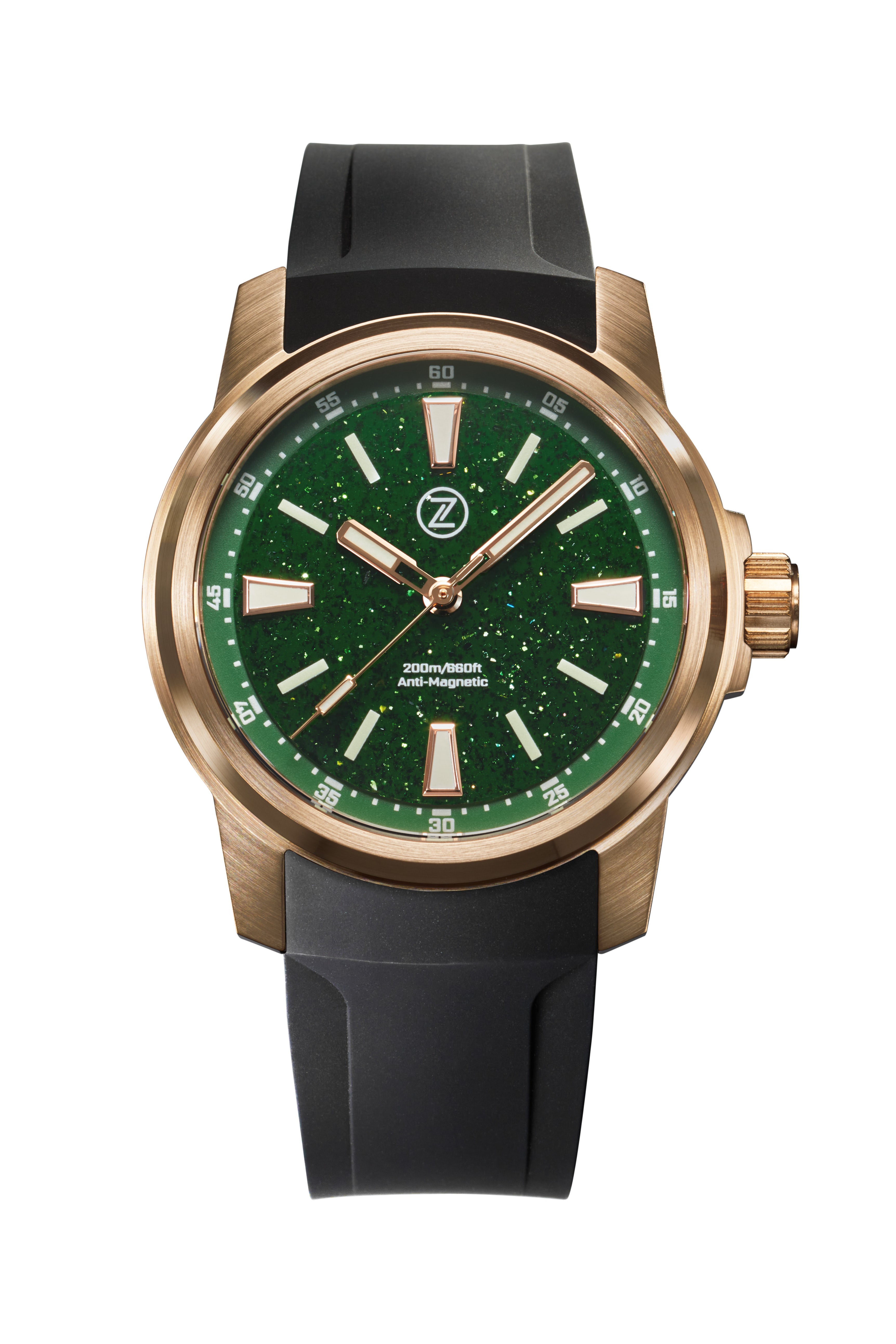 Aurora Field 38mm Br 'Green Aventurine' – Zelos Watches Aurora Field 38mm Br 'Green Aventurine' – Zelos Watches