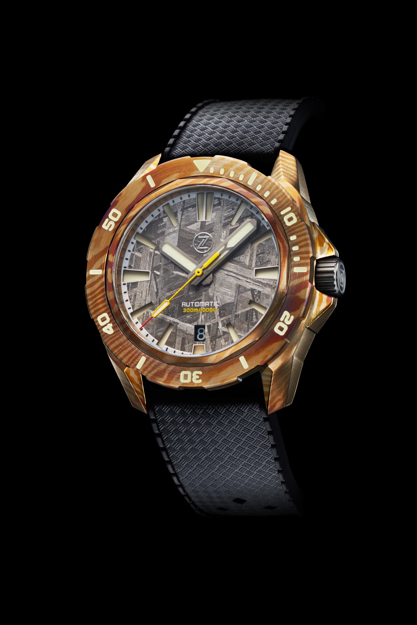 Swordfish Yellow Ti-Damascus Meteorite – Zelos Watches