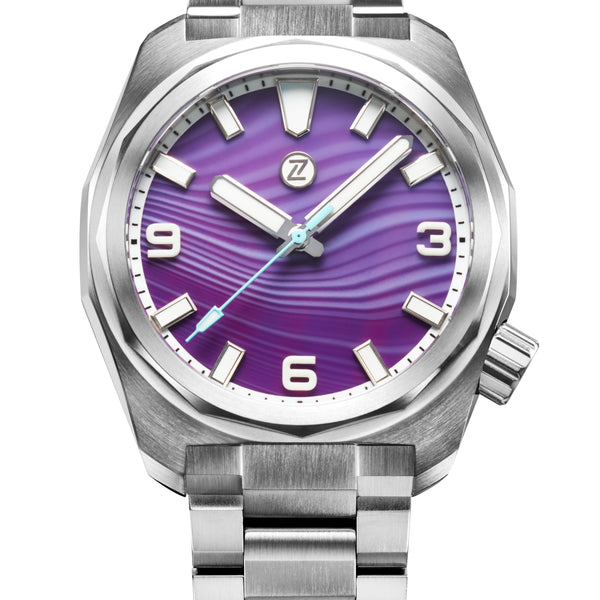 amenoiro★ Hammerhead 43 Field 'Purple Agate' – Zelos Watches