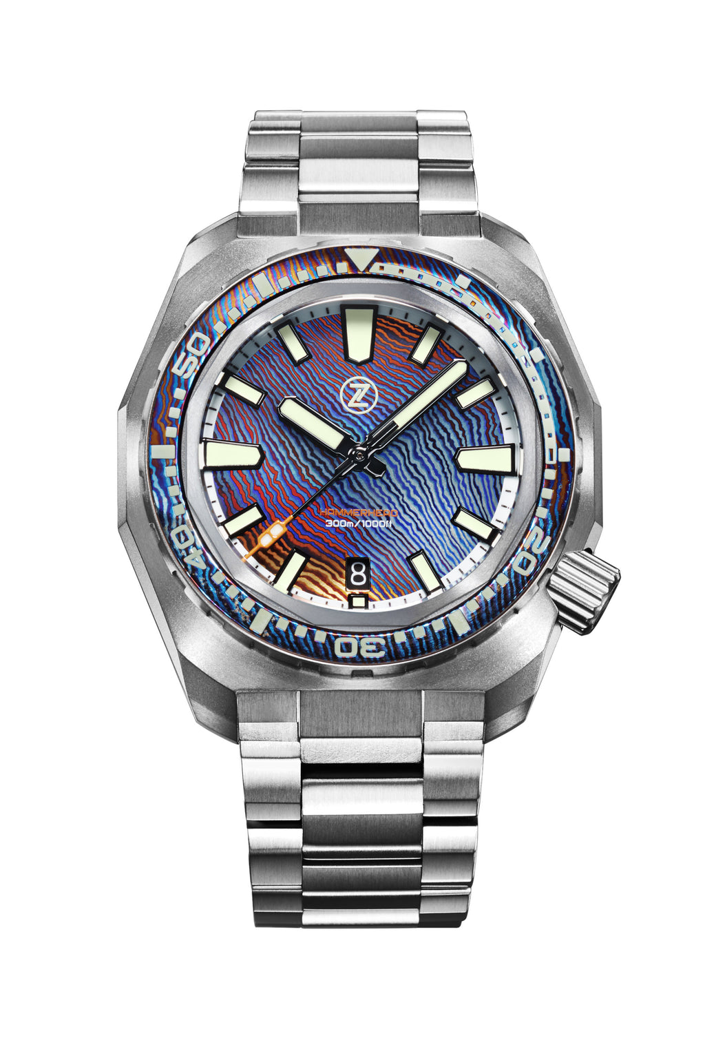 Hammerhead V3 300m Ti 'Ti-Damascus' – Zelos Watches
