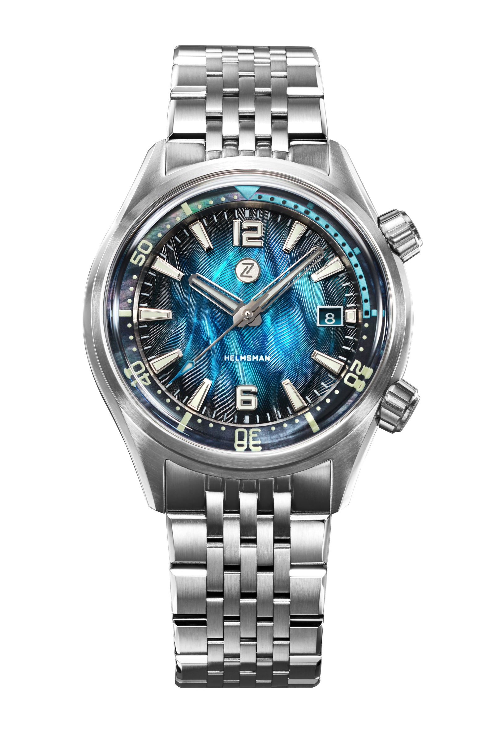 フェイスジェル・ゲル hmemo Helmsman SS 'Teal MOP' – Zelos Watches
