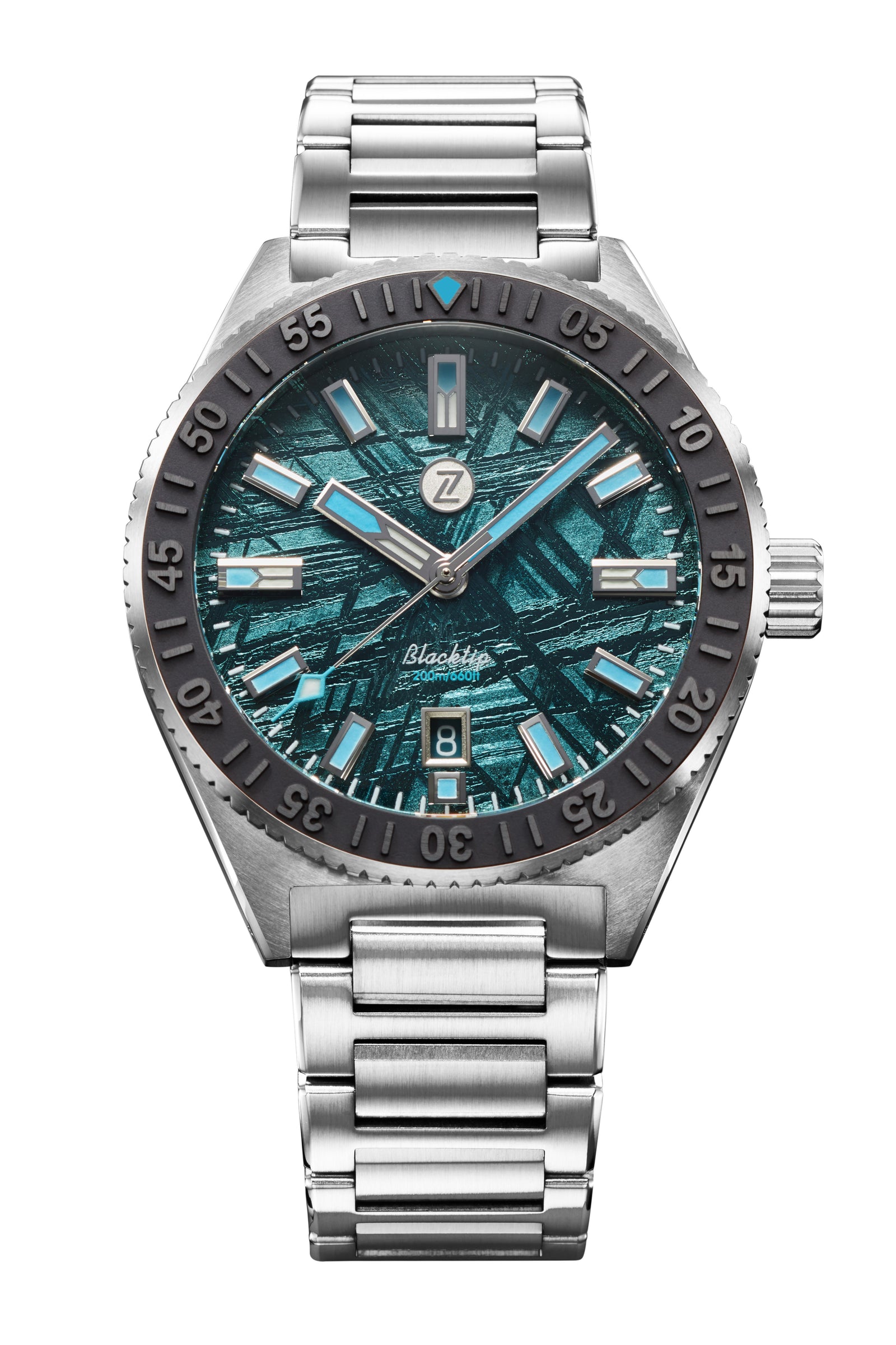 Blacktip 200m Diver SS Teal Meteorite – Zelos Watches