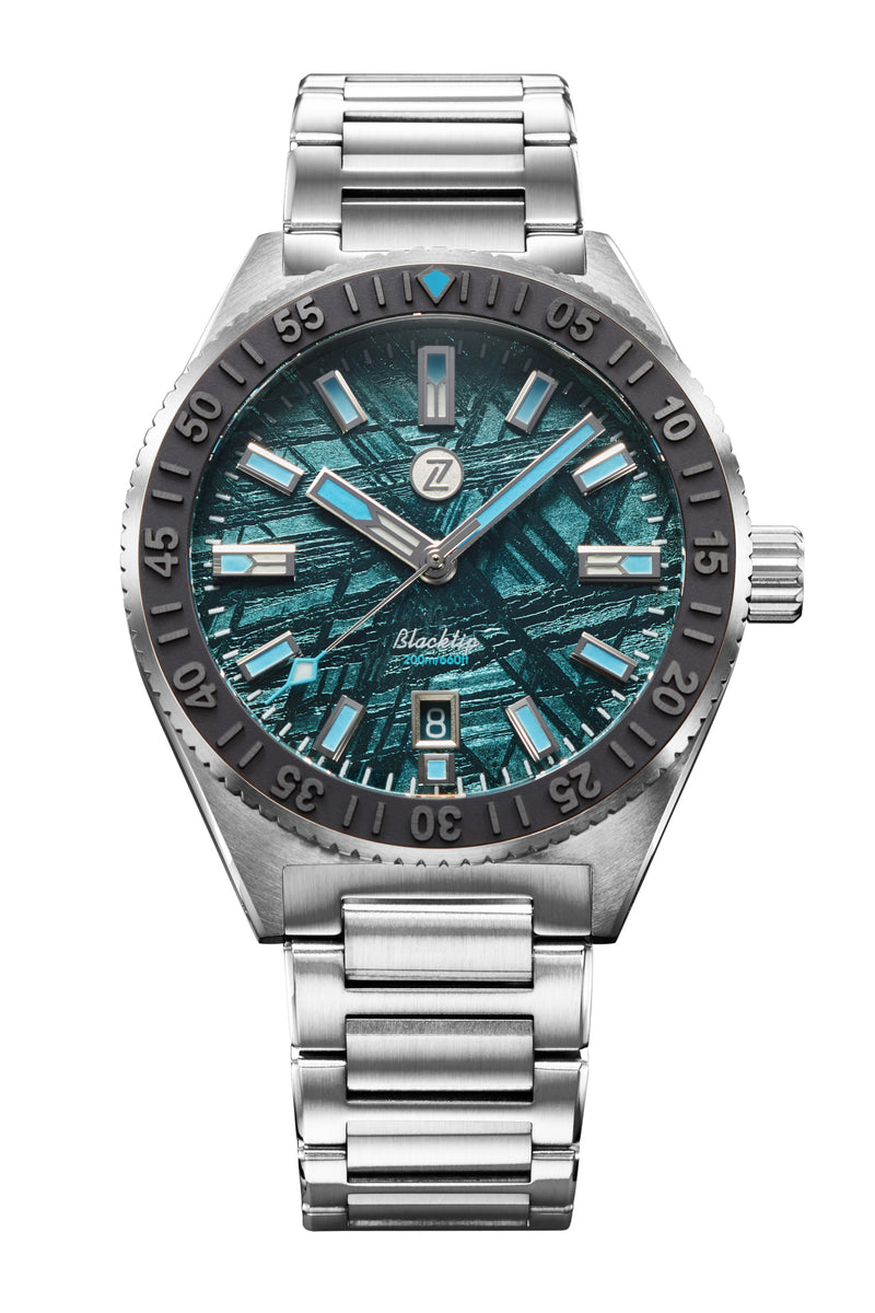 Blacktip 200m Diver SS Teal Meteorite – Zelos Watches