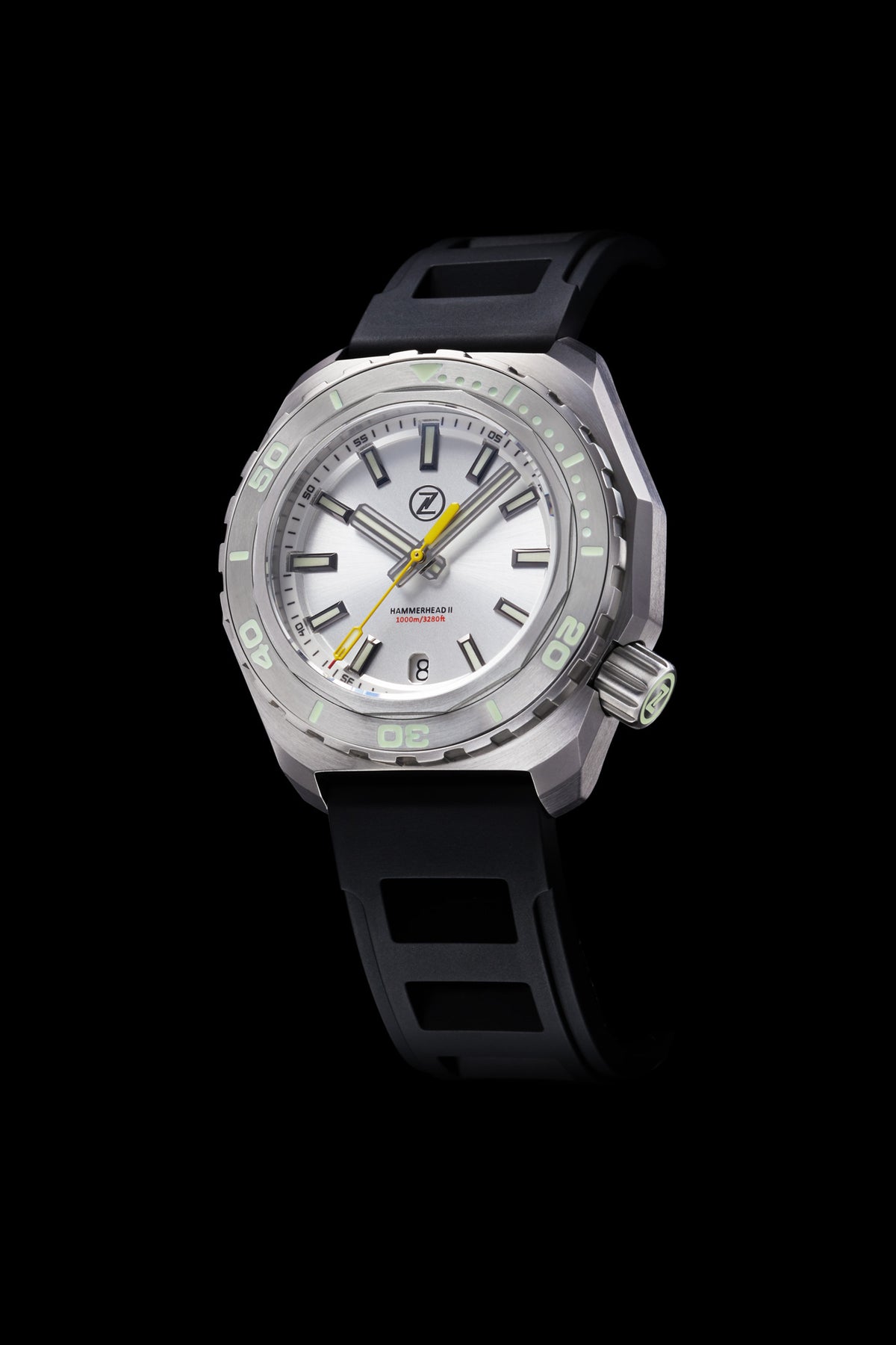 Hammerhead 2 1000m Steel Sunburst Silver ETA2892 Zelos Watches