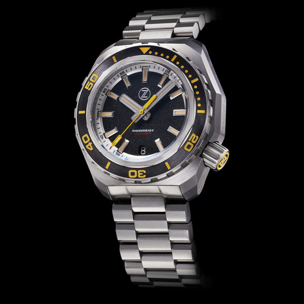 Hammerhead 2 1000m Steel 'Black Sand' Seiko NH35 – Zelos Watches
