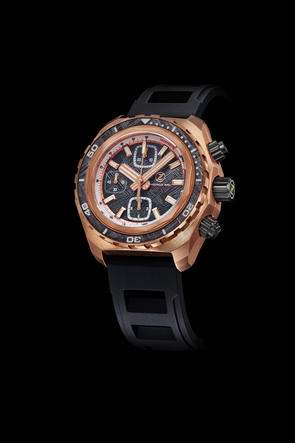 Hammerhead Chrono 1000m Diver Bronze Meteorite – Zelos Watches