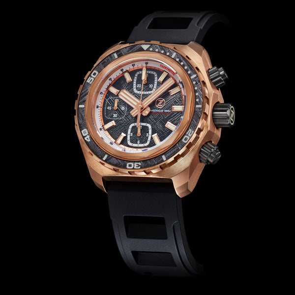 Hammerhead Chrono 1000m Diver Bronze Meteorite Zelos Watches