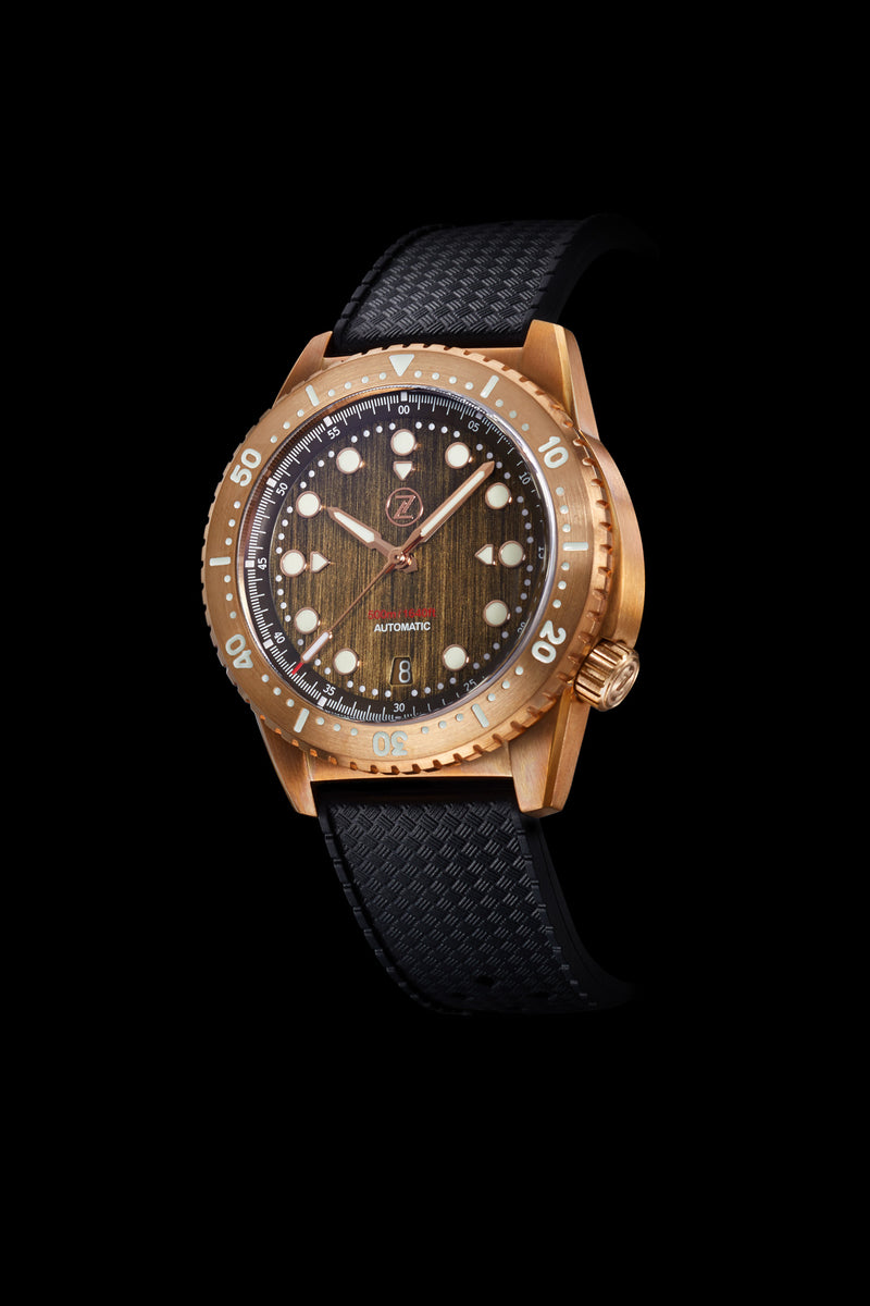 Mako V2 500m Diver Bronze Patina Dial – Zelos Watches