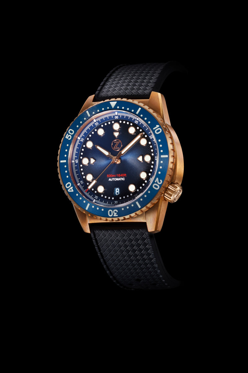 Mako V2 500m Diver Bronze Midnight Blue – Zelos Watches