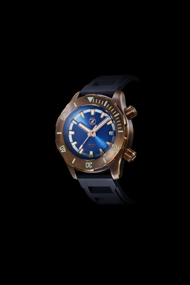Abyss 2 3000m Bronze : Blue Dial