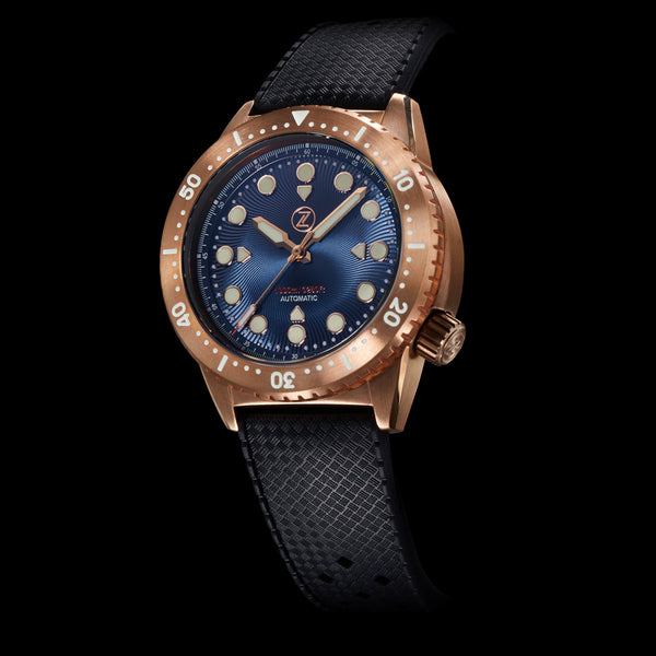 Great White 1000m Bronze Cobalt Blue Zelos Watches