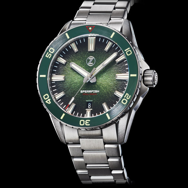 Spearfish 40mm Diver 'Antique Green' – Zelos Watches