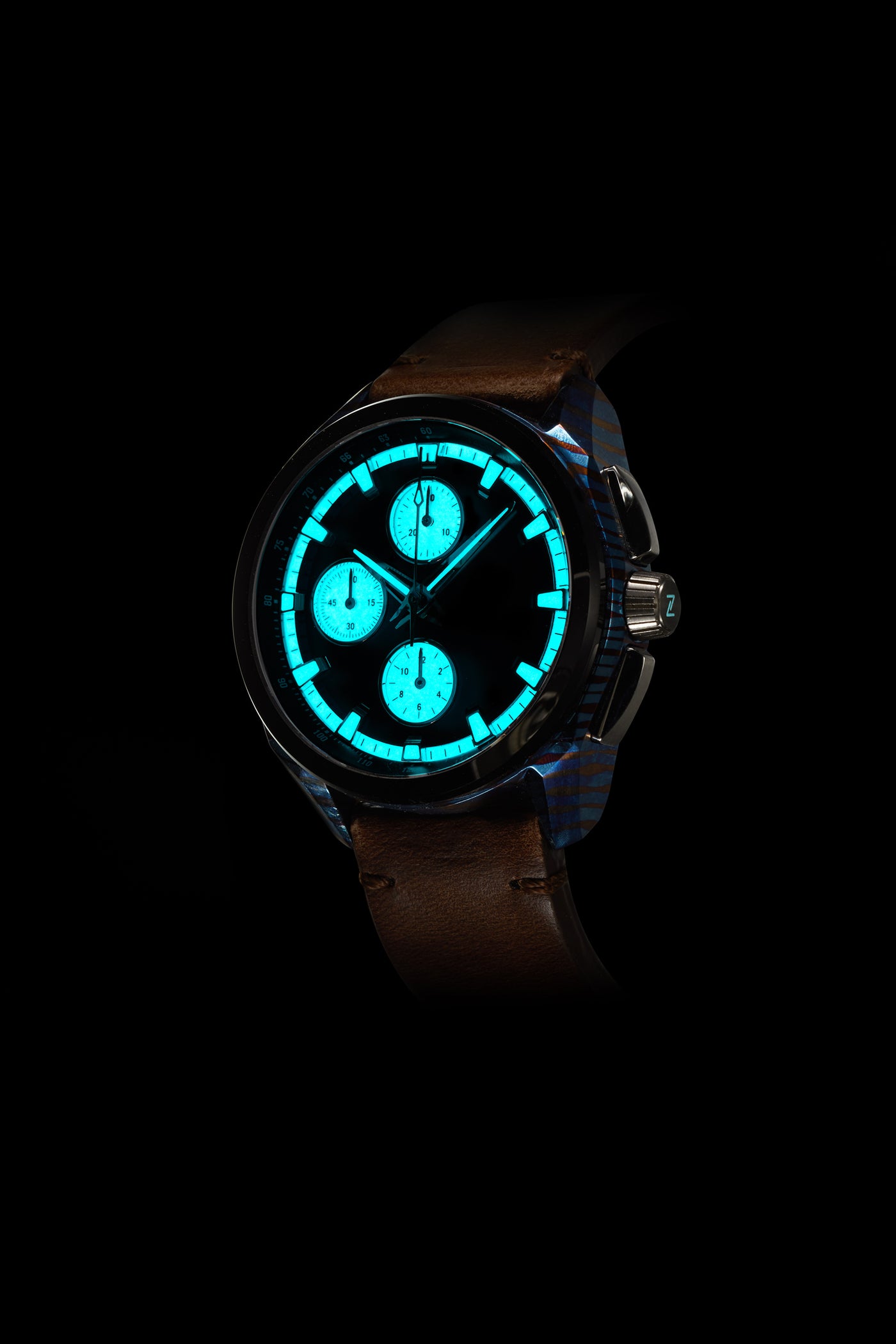 ZX-7 Titanium damascus Chronograph – Zelos Watches