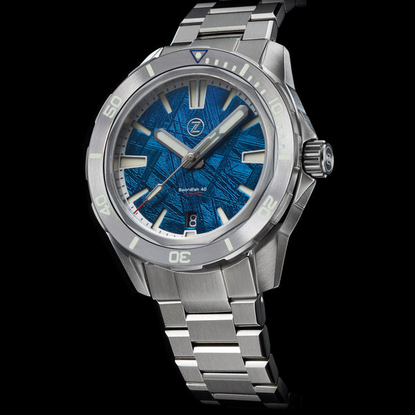 Swordfish 40mm SS Blue Meteorite – Zelos Watches