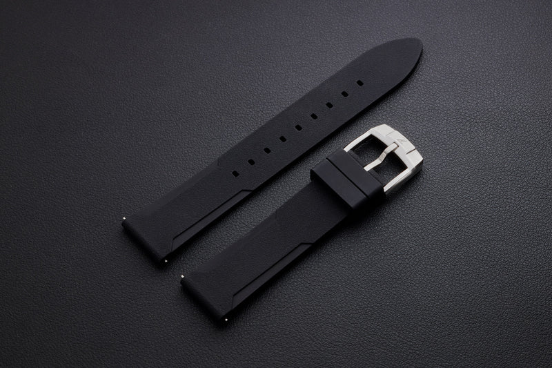 Black FKM Rubber Strap with Steel buckle