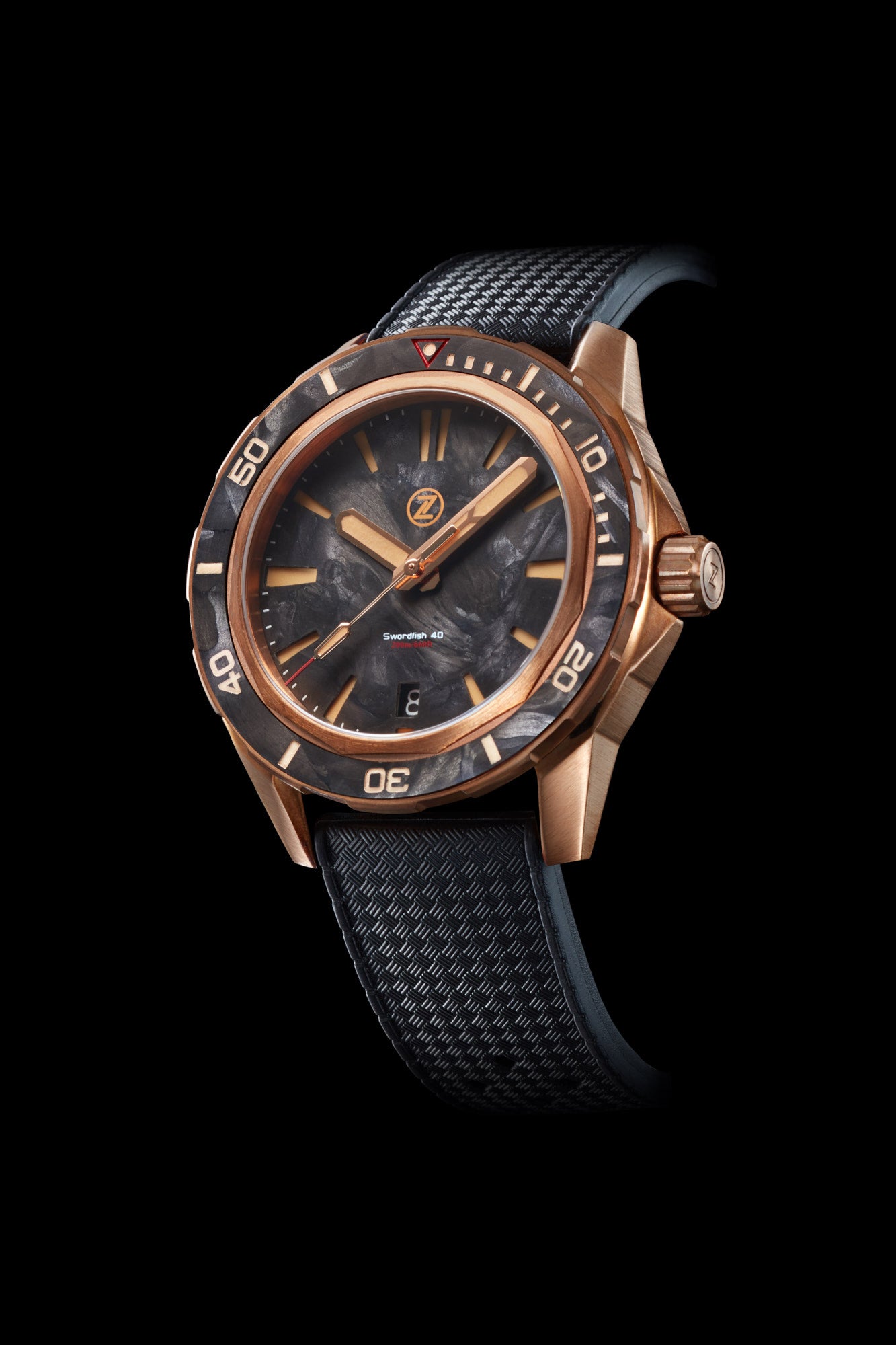 Swordfish 40mm Bronze Forged Carbon – Zelos Watches