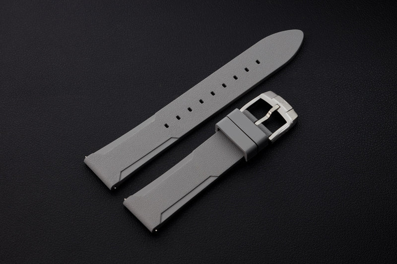 Grey FKM Rubber Strap with Steel buckle