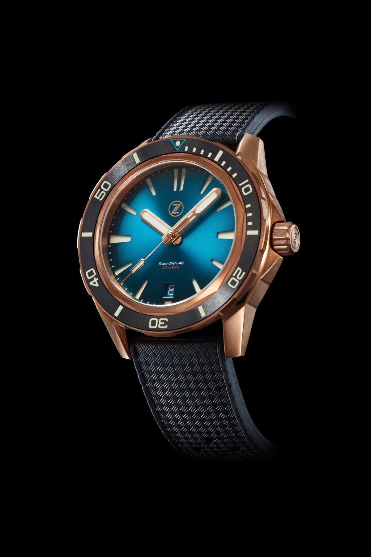 Swordfish 40mm Bronze Teal – Zelos Watches