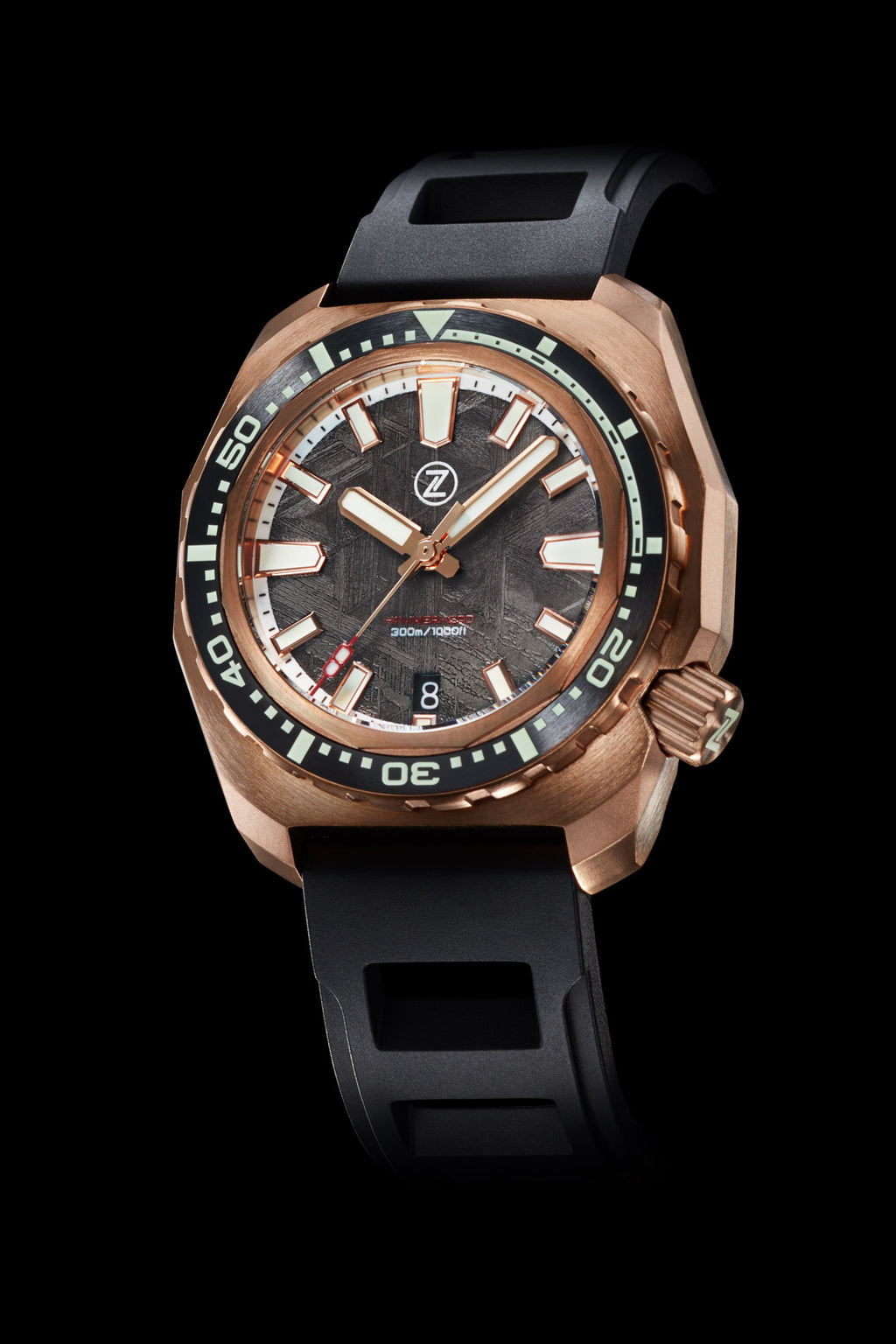 邦楽 cockroacheee'z Barbee stoop Hammerhead V3 300m Bronze 'Graphite' Meteorite – Zelos Watches