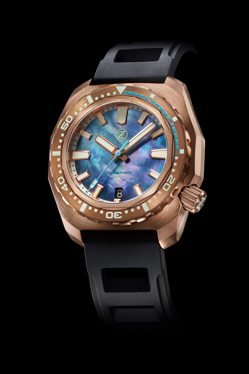 Hammerhead V3 300m Bronze MOP Zelos Watches