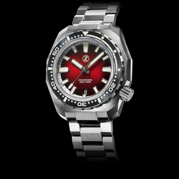Hammerhead V3 300m Steel Crimson Red – Zelos Watches
